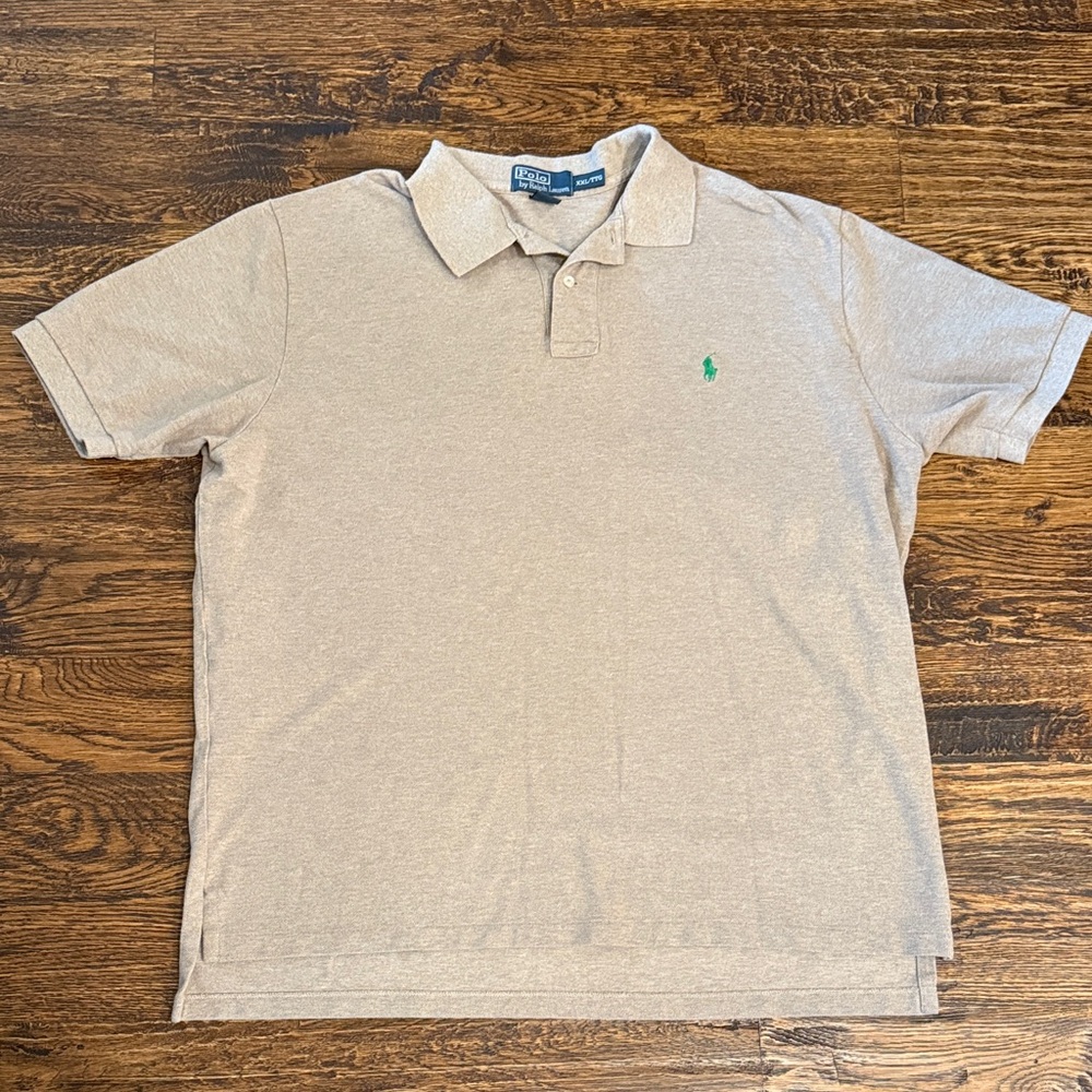 Polo by Ralph Lauren Men's Beige Polo Shirt with Green Logo